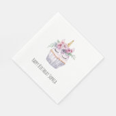 Rosa Einhorn Blumen Cupcake Geburtstag Serviette (Ecke)
