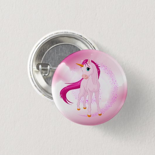 Rosa Einhorn Button (Vorne & Hinten)