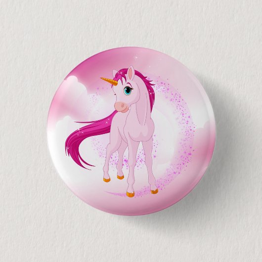 Rosa Einhorn Button (Vorderseite)