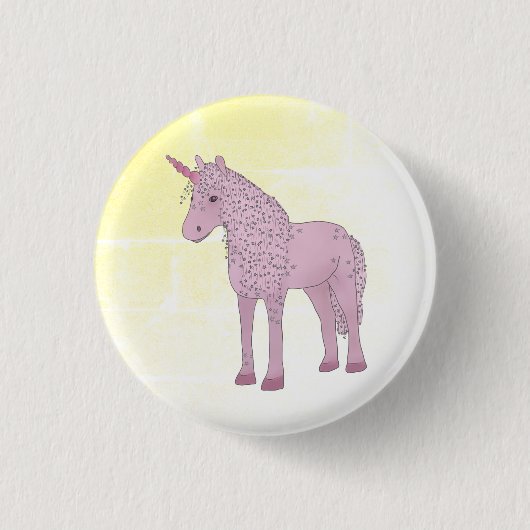 Rosa Einhorn Button (Vorderseite)