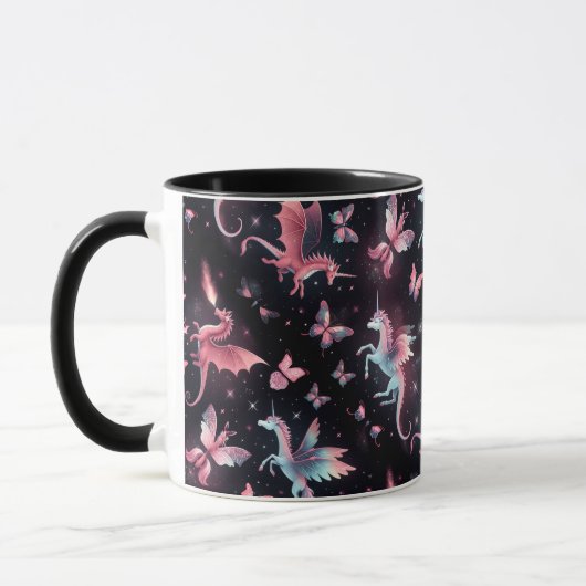 Rosa Einhorn-Drachen-Mix Tasse (Links)