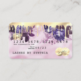 Rosa Einhorn Driving Credit Card Gold Floral Visitenkarte