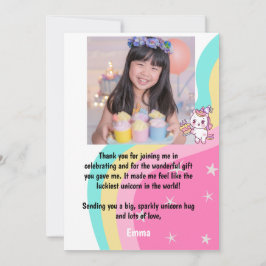 Rosa Einhorn Geburtstag Personalisiert Dankeskarte