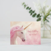 Rosa Einhorn Geburtstag Postkarte (Stehend Vorderseite)