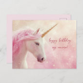 Rosa Einhorn Geburtstag Postkarte (Vorne/Hinten)