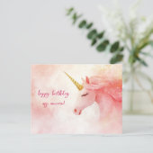 Rosa Einhorn Geburtstag Postkarte (Stehend Vorderseite)