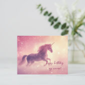 Rosa Einhorn Geburtstag Postkarte (Stehend Vorderseite)