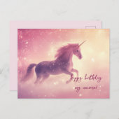 Rosa Einhorn Geburtstag Postkarte (Vorne/Hinten)