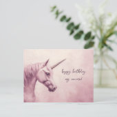 Rosa Einhorn Geburtstag Postkarte (Stehend Vorderseite)