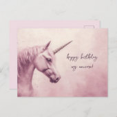 Rosa Einhorn Geburtstag Postkarte (Vorne/Hinten)