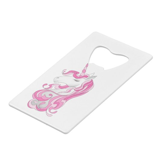 Rosa Einhorn Geldbeutel Flaschenöffner (Vorderseite Schrägansicht)