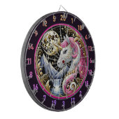 Rosa Einhorn glänzt unter Goldenem Mond Dartscheibe (Vorderseite Links)