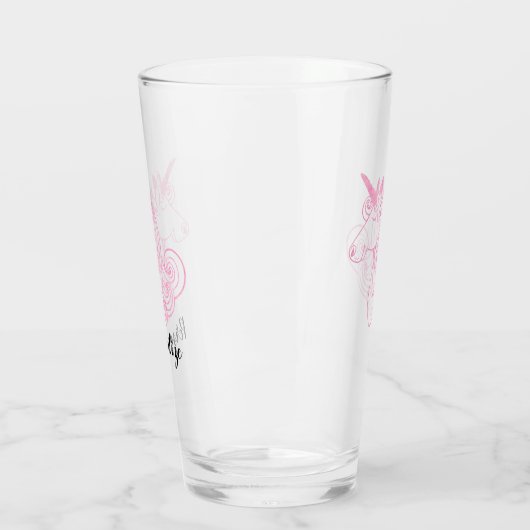 Rosa Einhorn Glas (Links)
