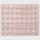 Rosa Einhorn Glitzer Bläsergoldblüte Süß 16. Geschenkpapier (Flach)