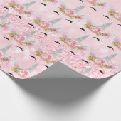 Rosa Einhorn Glitzer Blumengrau Park Silberne Rose Geschenkpapier (Ecke)