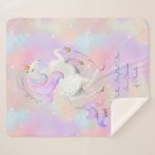 Rosa Einhorn Glitzern Ermutigung Kinderzimmer Sherpadecke (Vorderseite (Horizontal))