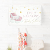 Rosa Einhorn Gold Stars Kinderdusche Banner (Insitu)