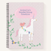 Rosa Einhorn-Handschriftverfahren Notizblock (Vorderseite)