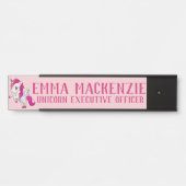 Rosa Einhorn-Hecktür Namensschild (Vorderseite )