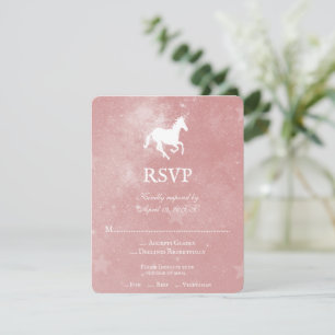 Rosa Einhorn-Hochzeitkarte RSVP Karte