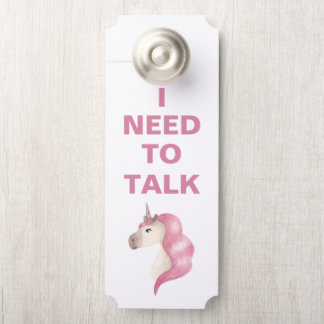Rosa Einhorn Ich muss Nachricht Tür Gefahr spreche Türanhänger