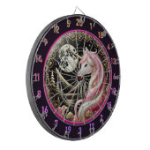 Rosa Einhorn Inspiriere Eleganz und Wunder Dartscheibe (Vorderseite Links)