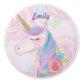 Rosa Einhorn Keramikknauf (Vorderseite)