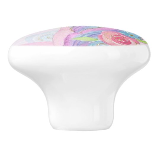 Rosa Einhorn Keramikknauf (Seitenansicht)