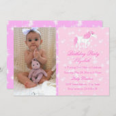 Rosa Einhorn Kindergeburtstag Einladung (Vorne/Hinten)