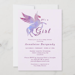 Rosa Einhorn Mädchen Dusche Flügelpferd Einladung