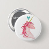 Rosa Einhorn-Magie mit Herzen Button (Vorne & Hinten)