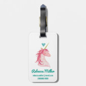 Rosa Einhorn-Magie mit Herzen Gepäckanhänger (Rückseite vertikal)