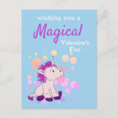 Rosa Einhorn Magischer Valentinstag Feiertagspostkarte (Vorderseite)