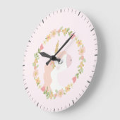 Rosa Einhorn mit Blume Wall Clock Große Wanduhr (Winkel)