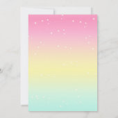 Rosa Einhorn mit goldenen Sternen Einladung (Rückseite)