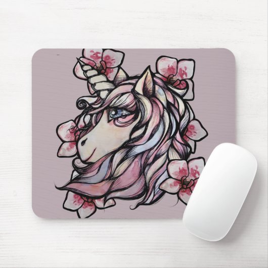 Rosa Einhorn Orchideen Orchideo Mousepad (Mit Mouse)