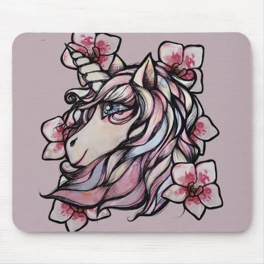 Rosa Einhorn Orchideen Orchideo Mousepad (Vorne)