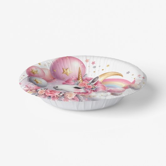 Rosa Einhorn Pappteller (Gewinkelt)