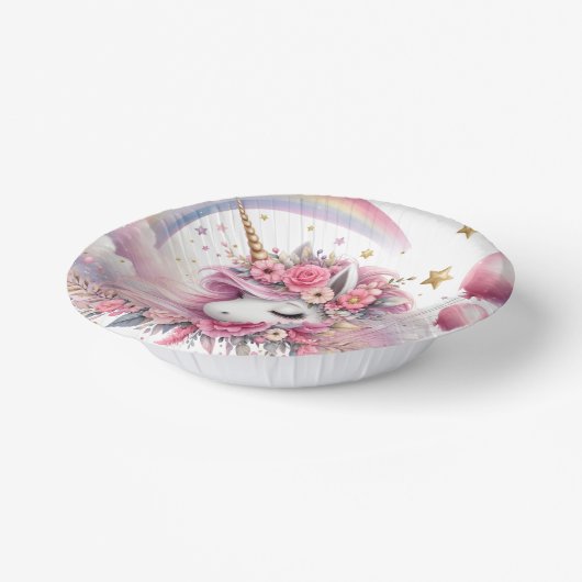 Rosa Einhorn Pappteller (Gewinkelt)