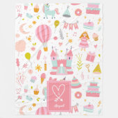 Rosa Einhorn Party Muster Mit Monogramm Girl Kinde Fleecedecke (Vorderseite)