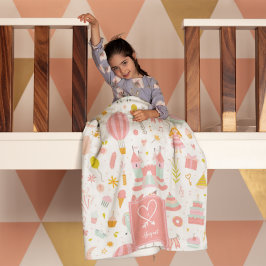 Rosa Einhorn Party Muster Mit Monogramm Girl Kinde Fleecedecke