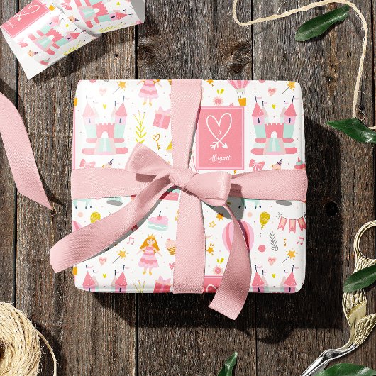 Rosa Einhorn Party Muster Mit Monogramm Girl Kinde Geschenkpapier