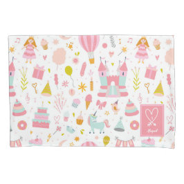 Rosa Einhorn Party Muster Mit Monogramm Girl Kinde Kissenbezug