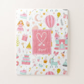 Rosa Einhorn Party Muster Mit Monogramm Girl Kinde Puzzle (Vertikal)