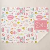 Rosa Einhorn Party Muster Mit Monogramm Girl Kinde Sherpadecke (Vorderseite (Horizontal))