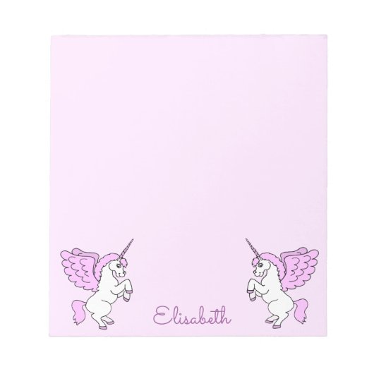 Rosa Einhorn Personalisiert Notizblock (Vorderseite)