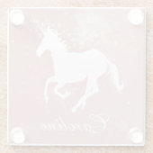 Rosa Einhorn Personalisierter Untersetzer aus Glas (Rückseite)