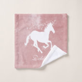 Rosa Einhorn Personalisiertes Badetuch Set (Waschlappen)
