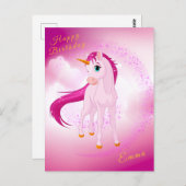 Rosa Einhorn Postkarte (Vorne/Hinten)
