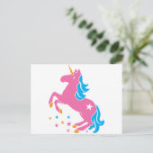 Rosa Einhorn Postkarte (Stehend Vorderseite)